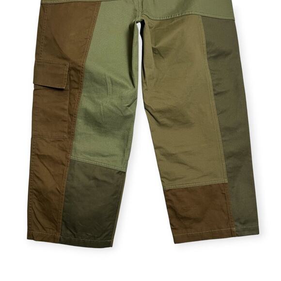 NEW KUON Patchwork Utility Trousers SIZE L Green Wide Leg Cargo Pocket JAPAN NWT - Picture 8 of 11